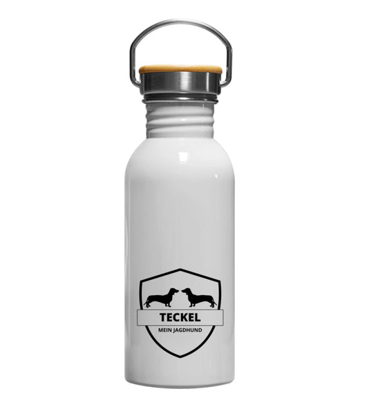Edelstahl-Trinkflasche AUDUN – Kurzhaarteckel Edition mit Bambusdeckel – MeinJagdhund.Club
-White-3