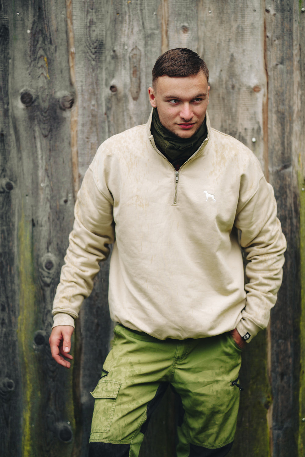Bio-Premium Half-Zip Sweater „ARIS“ – Magyar Vizsla Stick Edition
