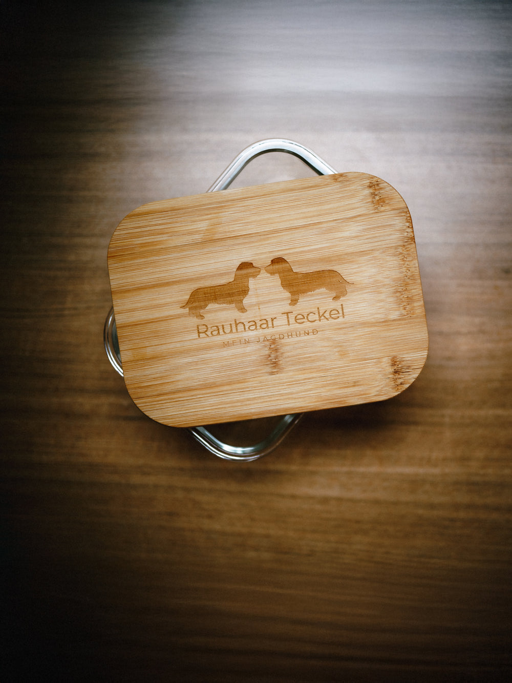 AINO, Brotdose, Jagdzubehör, Glasdose, Lasergravur, Hundeliebe, Mein Jagdhund Club, Geschenkidee, Hundeführer, Outdoor Zubehör, Weimaraner Geschenk, Revierpause, Lunchbox, Bambusdeckel
