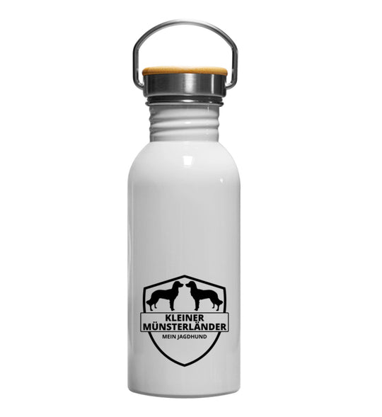Edelstahl-Trinkflasche AUDUN – Kleiner Münsterländer Edition mit Bambusdeckel und Silhouetten-Druck – MeinJagdhund.Club
-White-3