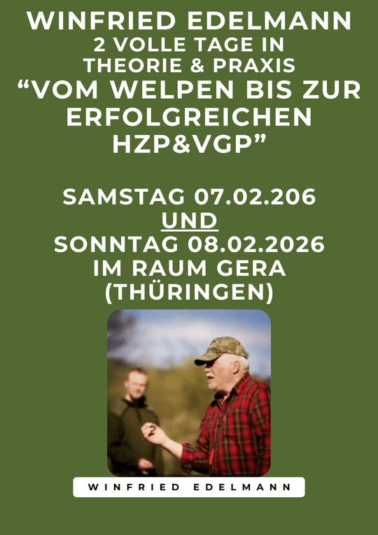 2-Tages-Seminar Jagdhundausbildung mit Winfried Edelmann – Februar 2026 – MeinJagdhund.Club
