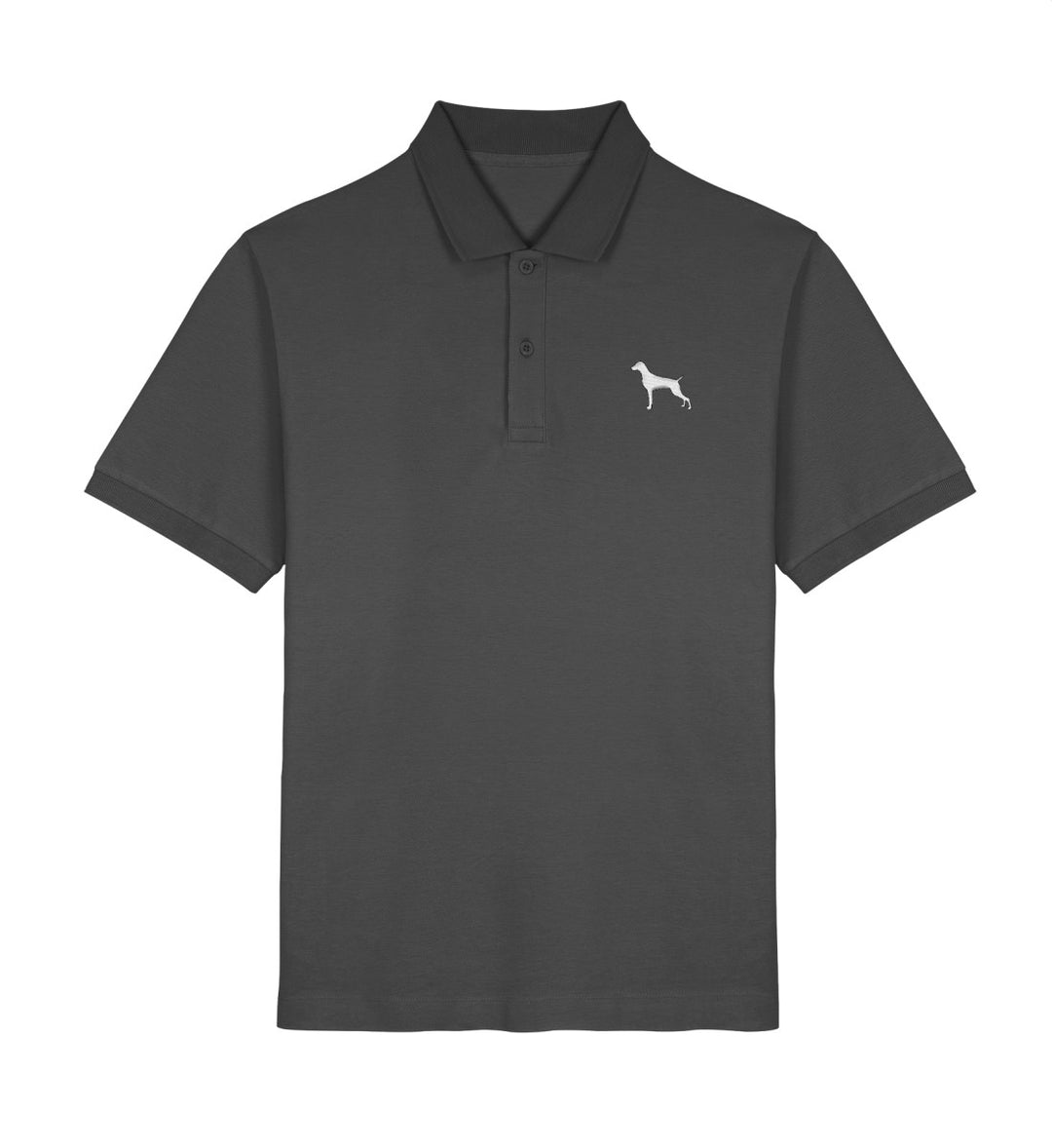 Weimaraner, ASMUND, Bio Poloshirt, Jagdhund, Poloshirt Stick, Mein Jagdhund Club, Made in Germany, FairWear, Geschenkidee, Hundeliebe, Outdoorwear, Hundeführer, Jagdmode, Silhouettenstick, Jagdoutfit
- Anthracite-6903