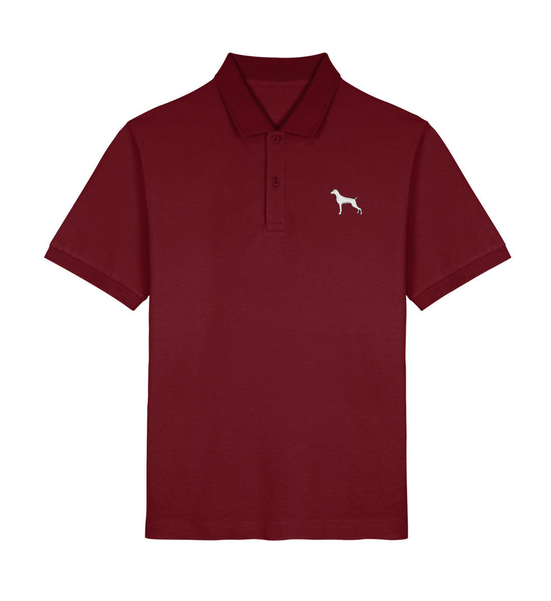 Weimaraner, ASMUND, Bio Poloshirt, Jagdhund, Poloshirt Stick, Mein Jagdhund Club, Made in Germany, FairWear, Geschenkidee, Hundeliebe, Outdoorwear, Hundeführer, Jagdmode, Silhouettenstick, Jagdoutfit
-Burgundy-6974